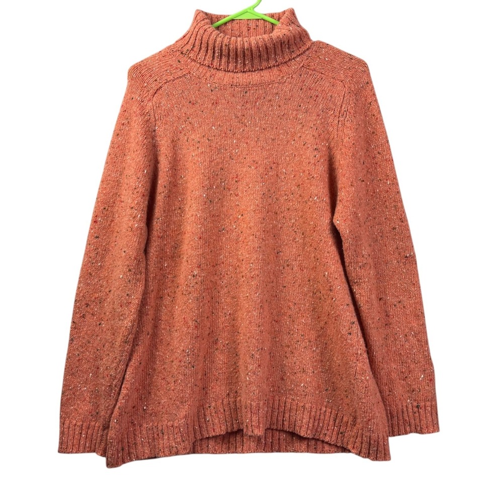 Saks %100 Cashmere Confetti Turtleneck Sweater Womens Medium Orange